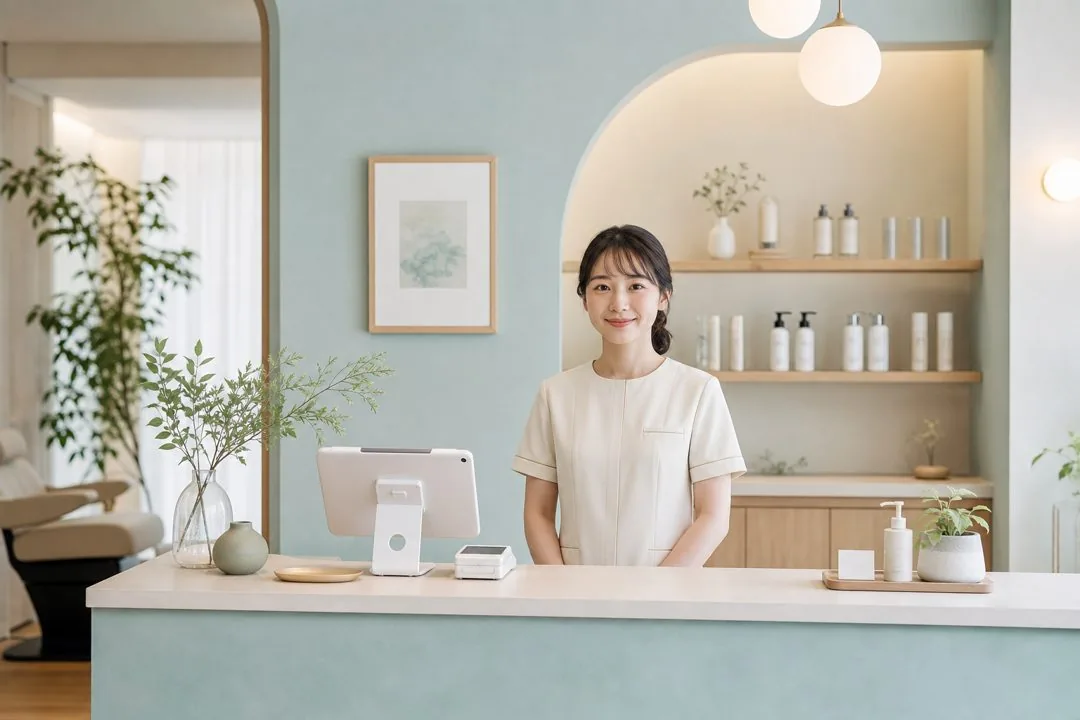 受付タブレット・動線の配置|エステサロン向け
