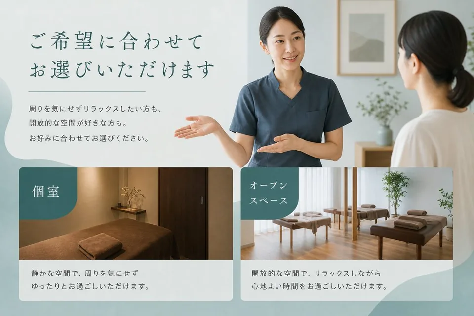 個室／オープンスペースの案内