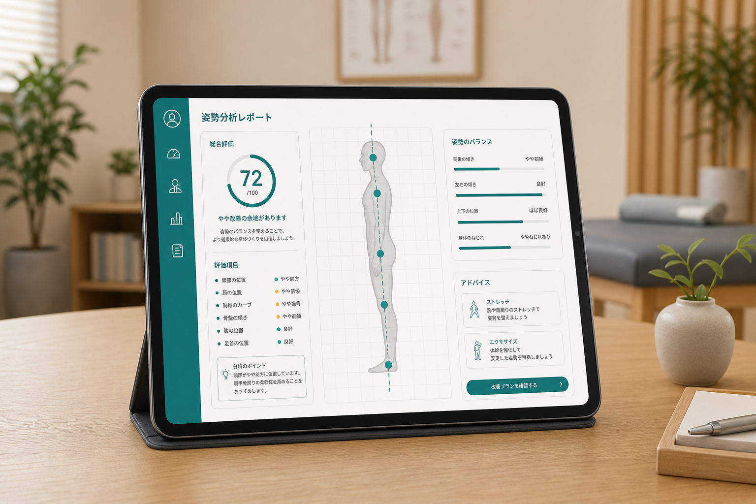 DEEQ AI 姿勢分析タブレット画面