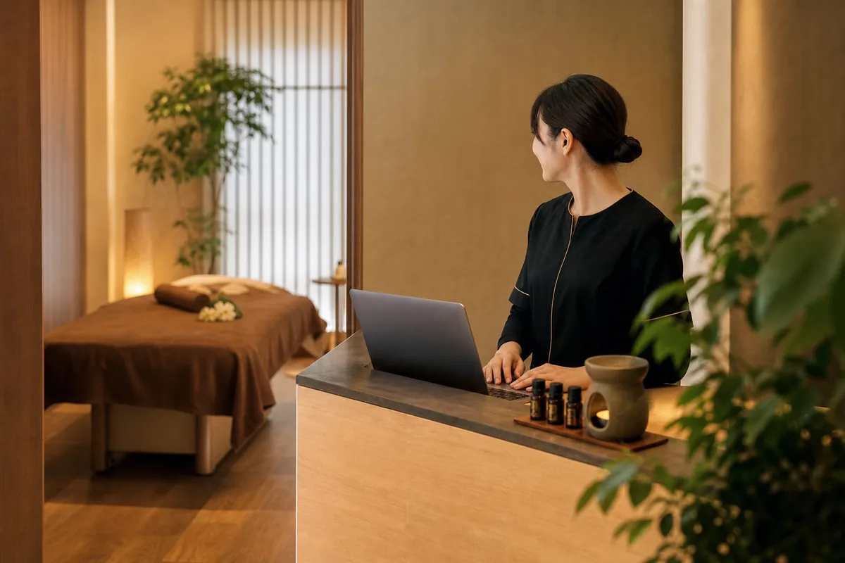 リラクゼーションの休憩カバー、部屋と受付の穴を作らない
